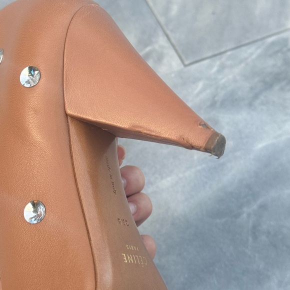 Celine Brown Crystal embellished Nappa pumps Size 9.5 - Picture 4 of 6